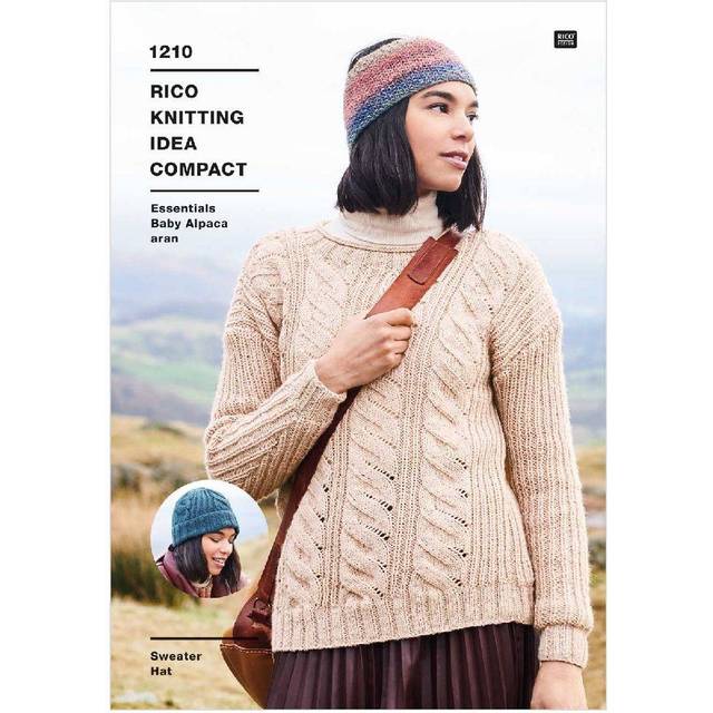 Rico Knitting Pattern Sweater and Hat in Baby Alpaca Aran (1210)