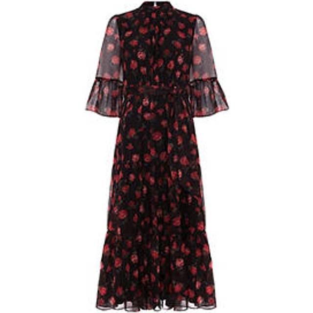 Phase Eight Floral Textured Midi Dress Black Multi - Phase Eight - Size: 10