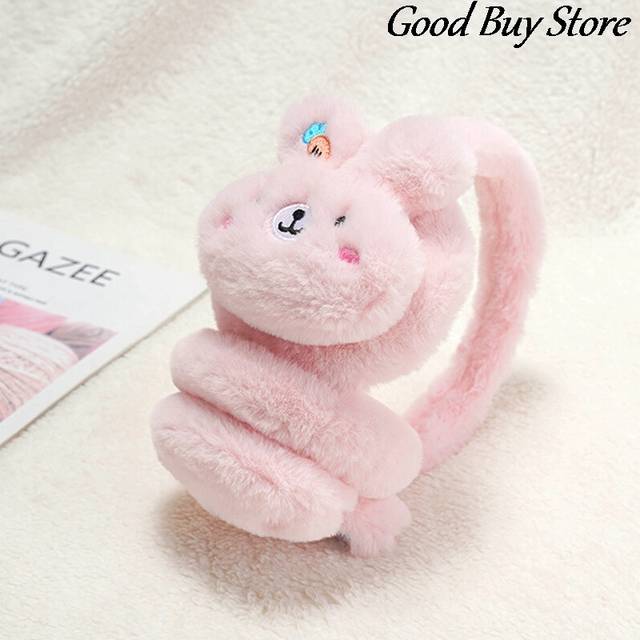 (PK) Rabbit Fleece Headband Women Winter Warm Earmuffs Plush Ear Warmer Ear