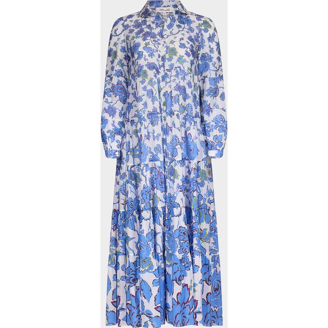 Kiara Tiered Floral-Print Midi Dress - CHINA VINE DEGRADE - Small