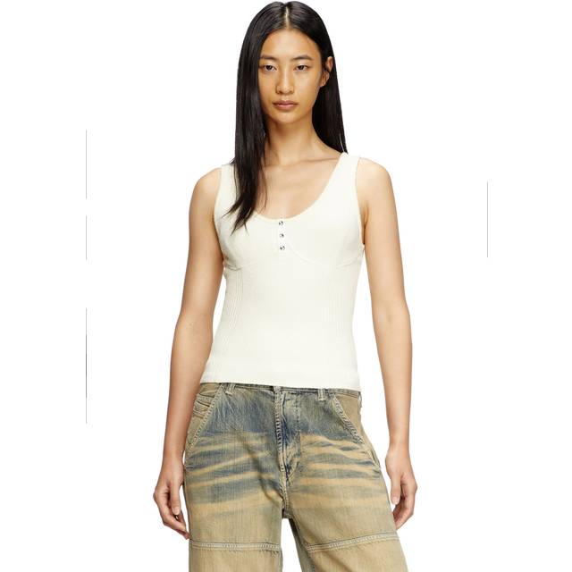 Diesel - Débardeur en maille effet bustier - Haut - Femme - Blanc - M
