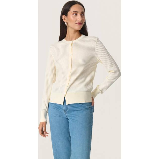 Soaked in Luxury, Cardigans, female, White, XS, White Knit Cardigan Whisper Style