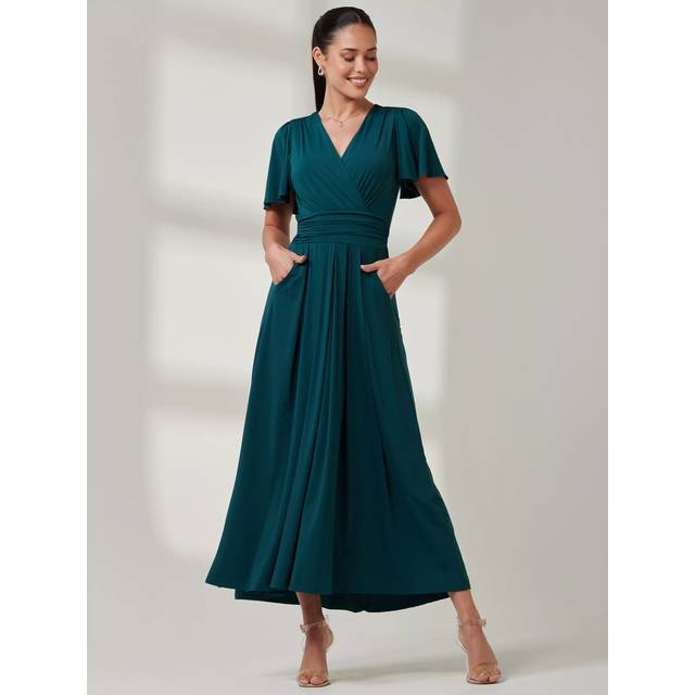 Wrap Bodice Super Smooth Jersey Maxi Dre - Dark Green - 8