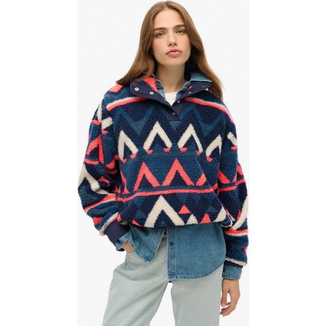 Half zip sweatshirt woman Superdry Super Soft - Bleu