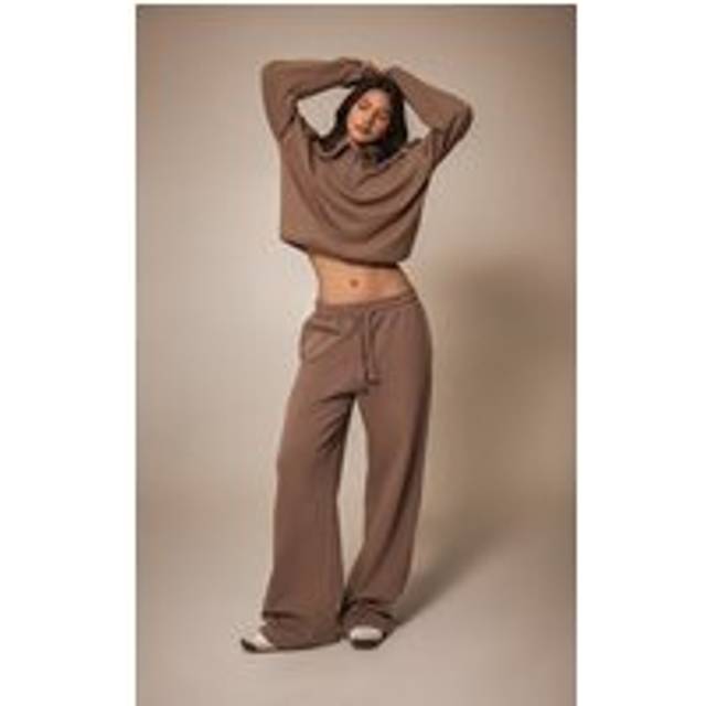 Mocha Premium Loopback Wide Leg Joggers, Brown - XL
