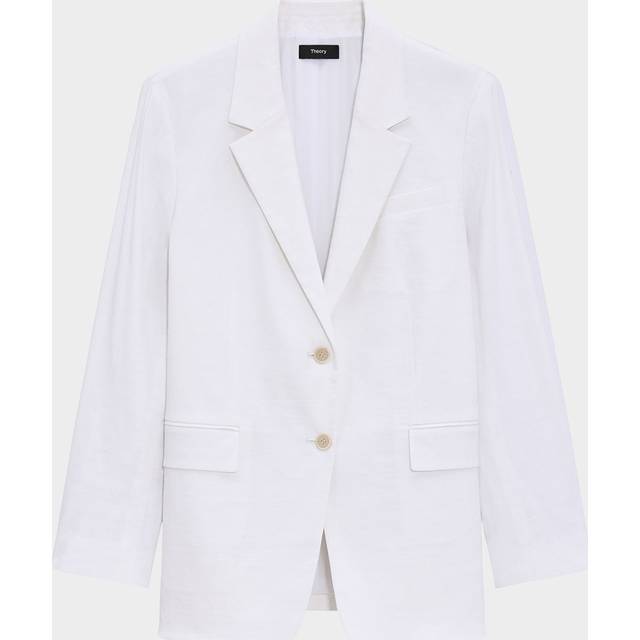 Oversized Crunch Linen Blazer - White - 6