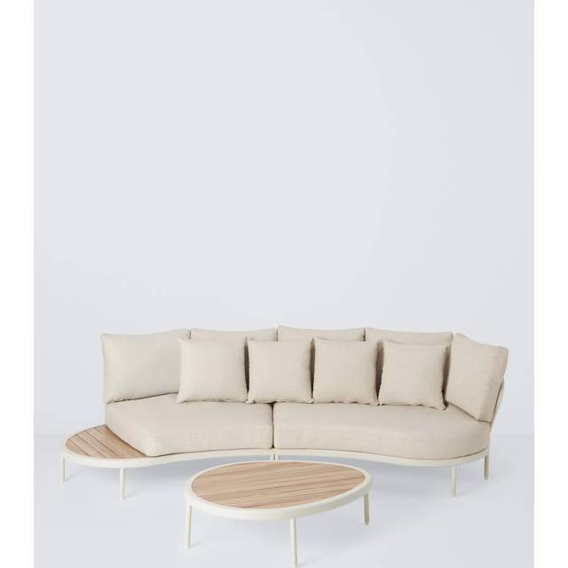 John Lewis Lozenge 4-Seater Modular Curved Garden Sofa & Coffee Table Set, Cream