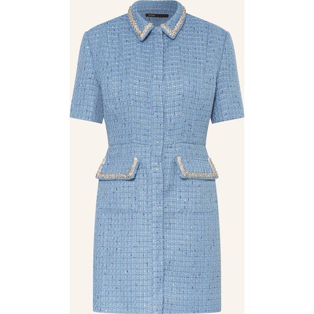 Robe Courte En Tweed À Sequins - Bleu - Maje -  Matière principale: 100% polyesterDoublure: 100% viscoseThermocollant: 100% polyester - Prêt-à-porter > Robes > Robes courtes