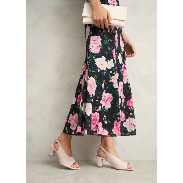 Hobbs Karina Leather Block Heel Slingback Sandals, Pale Pink