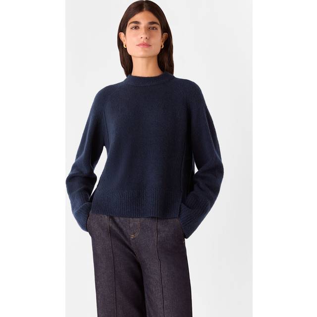 Whistles Side Split Wool Blend Jumper, Navy