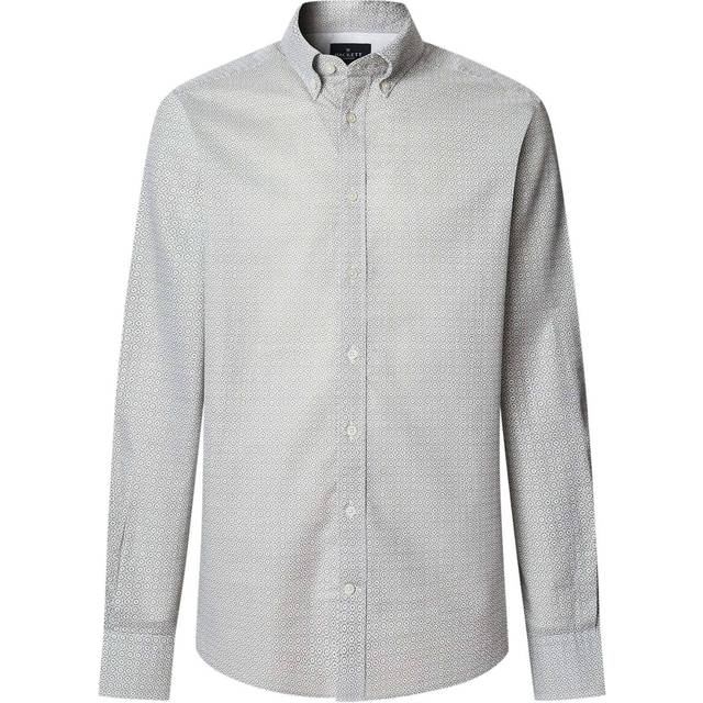 Hackett London Cotton Geometric Print Tailored Fit Shirt, Sage Green