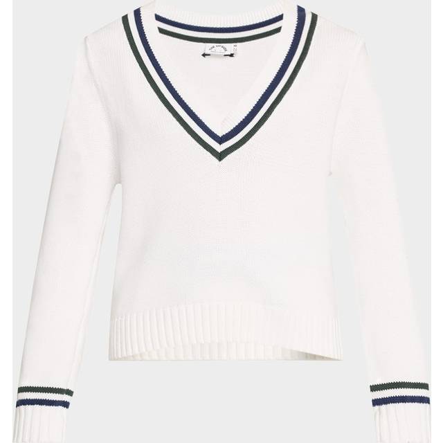 Sonny V-Neck Knit Sweater - WHITE - Medium