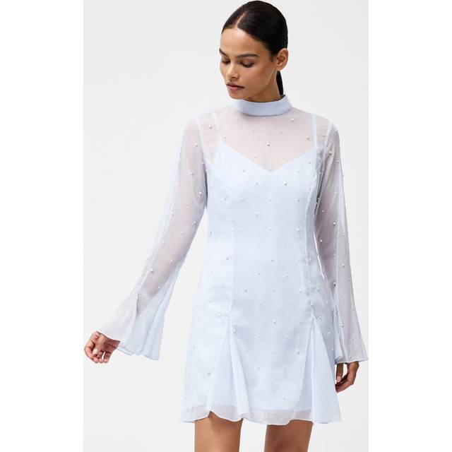 French Connection Elizabeth Pearl Embellished Mini Dress, Powder Blue