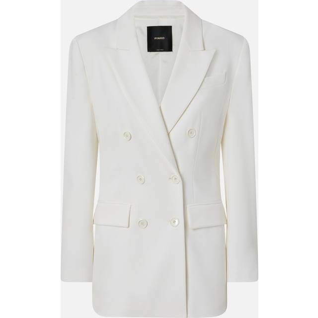Pinko, Blazer croisé élégant en maille Roma, Blanc-blanche-neige, 46