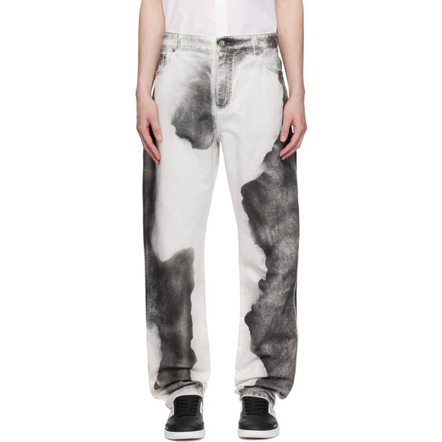 Balmain White Regular-Fit Moon Print Jeans - GAB BLANC/NOIR - WAIST US 34