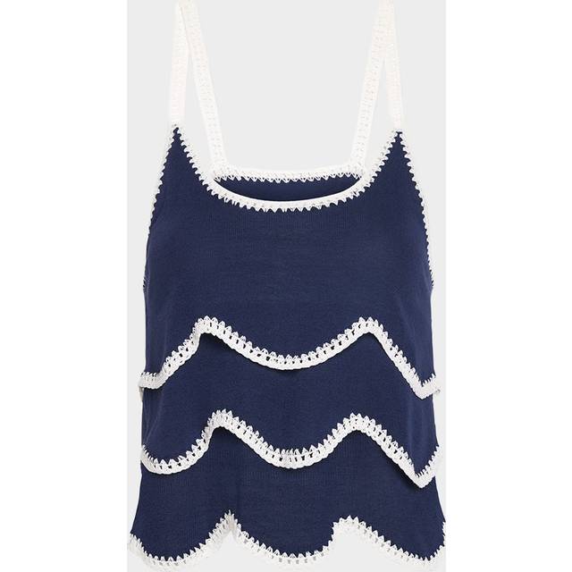 Ariel Embroidered Sleeveless Top - SPRING NAVY WAVE - Medium