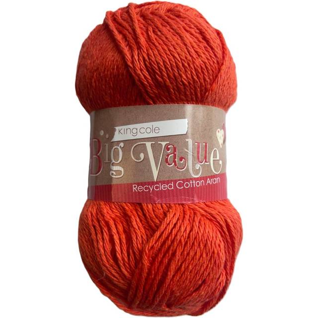 King cole big value recycled cotton aran 100g - 1168 rusty orange - 4 ball pack