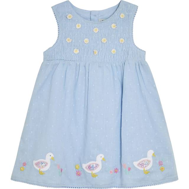 JoJo Maman Bébé Baby Cotton Duck Applique Sleeveless Dress, Blue