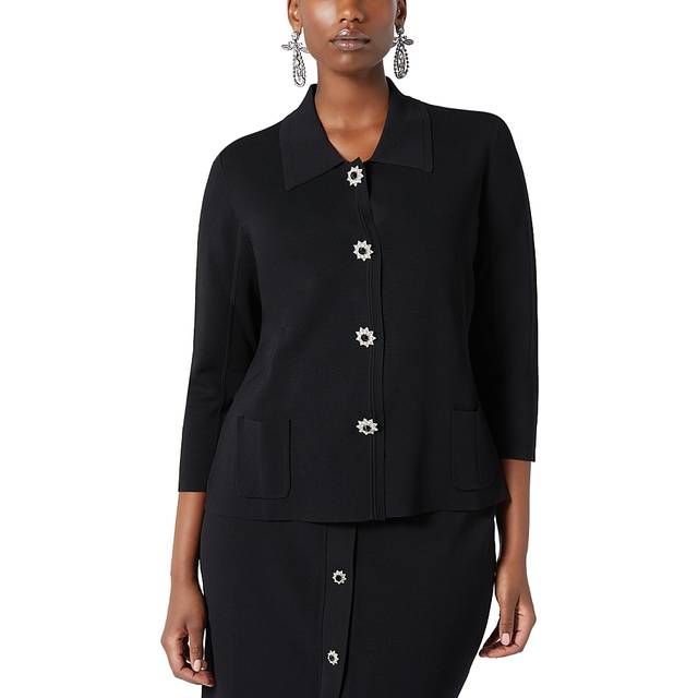 Comune Embellished-Button Cardigan - Black - Marina Rinaldi is named after the founder's great grandmother, who was incredibly talented at tailoring and inspires the label's clean-cut designs. Each design from its sleek clothing and bold accessories is created with an emphasis on comfort and accentuating your figure.