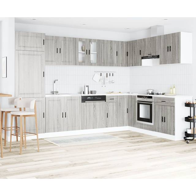 Sink Base Cabinet ''Porto'' with Sink Grey Sonoma 80x46x84,5 cm Engineered Wood Vidaxl