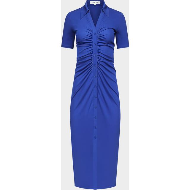 Zoey Ruched Midi Shirtdress - ROYAL BLUE - X-Small