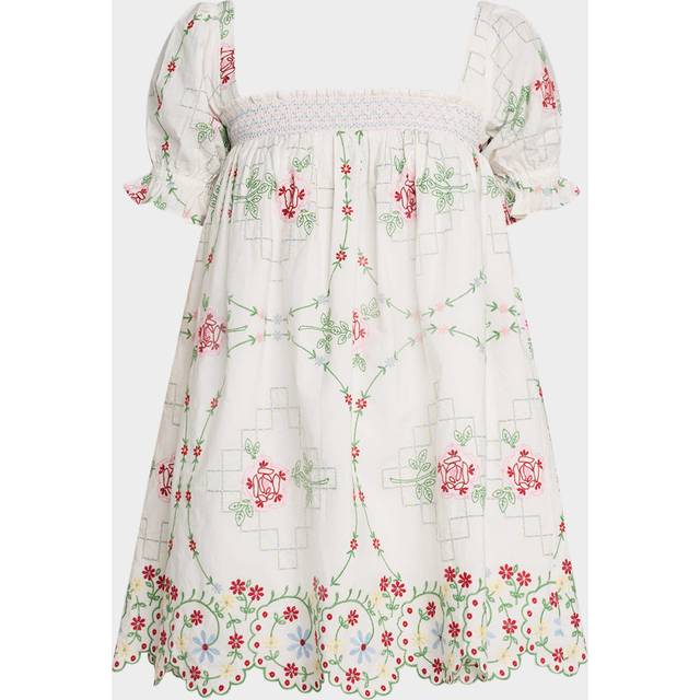 Lulu Rose Embroidered Mini Dress - WHITE - 12 UK (8 US)
