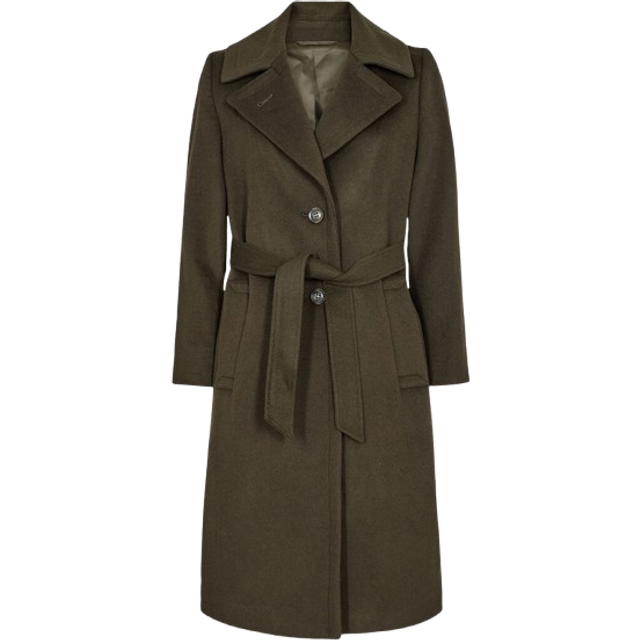 Sand Cashmere Coat W Clareta Belt Midi Dam Kappor Stl. 42 - Från Magasin - Olive/khaki (42)