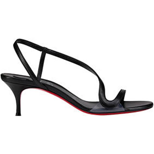 Rosalie 55 Heeled Sandals - BLACK/LIN BLACK - The opening of Christian Louboutin's first boutique in 1991 was the beginning of the maison’s red-soled history. Credited with reintroducing stilettos back into fashion, the signature red sole became the luxurious trademark of each Louboutin design. Over three decades later, this longstanding brand continues to craft exquisite shoes and accessories, maintaining the iconic dash of colour it has forever championed.