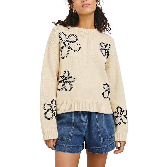 Rails Zoey Flower Embroidered Jumper, Light Brown/Navy