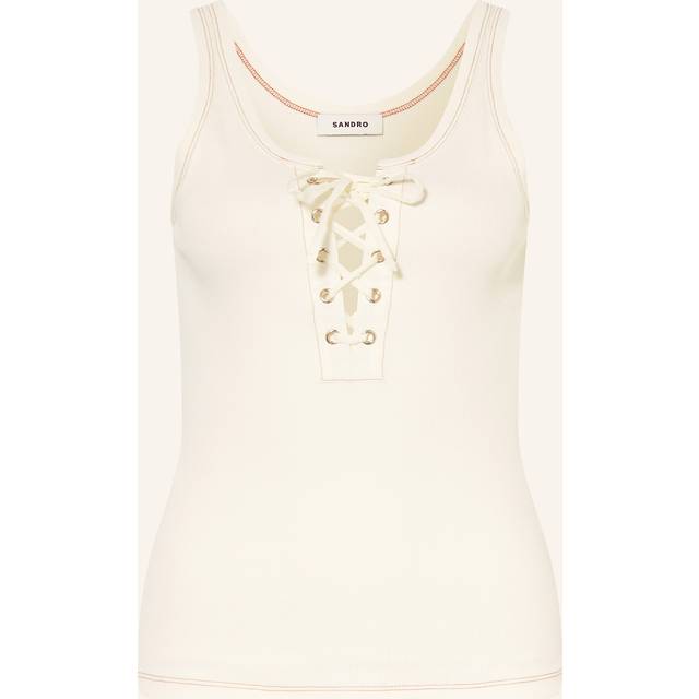 Safari Lace-Up Tank Top - Ecru - 2