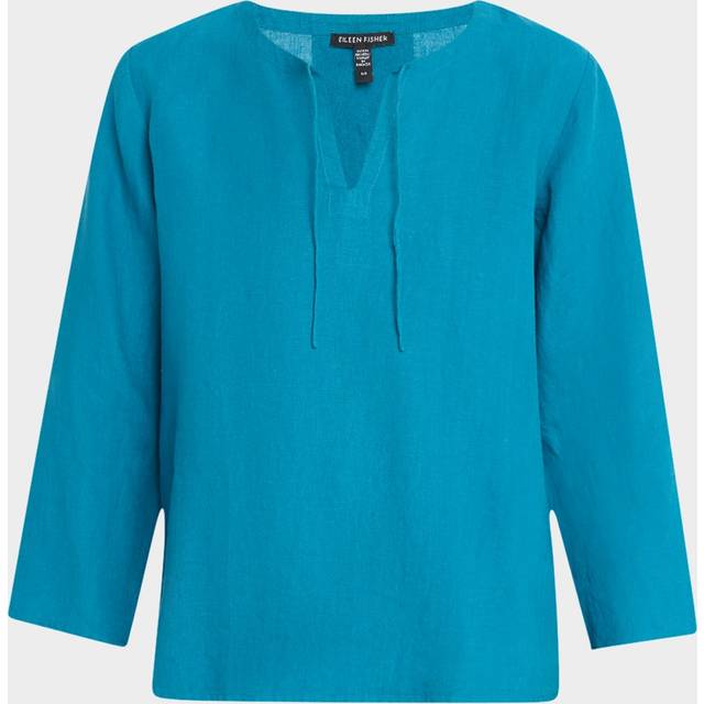 Tie-Neck Organic Linen Top - DRAGONFLY