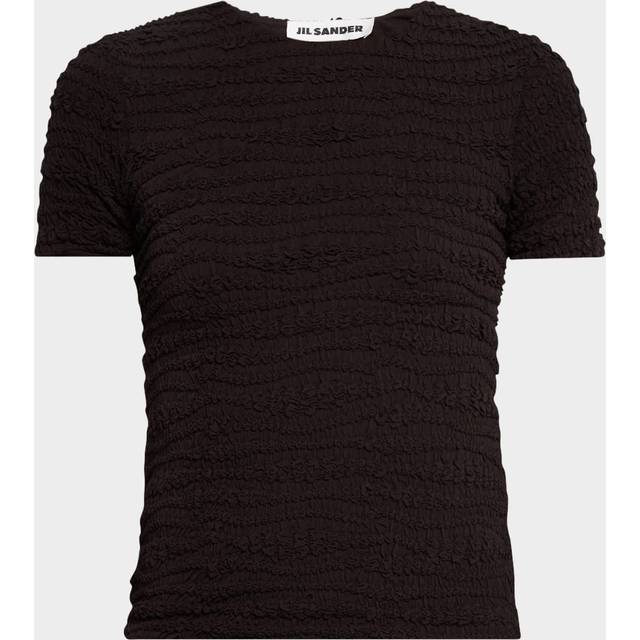 Smocked Crepe Viscose Jersey T-Shirt - CHOCOLATE - 40 DE (10 US)