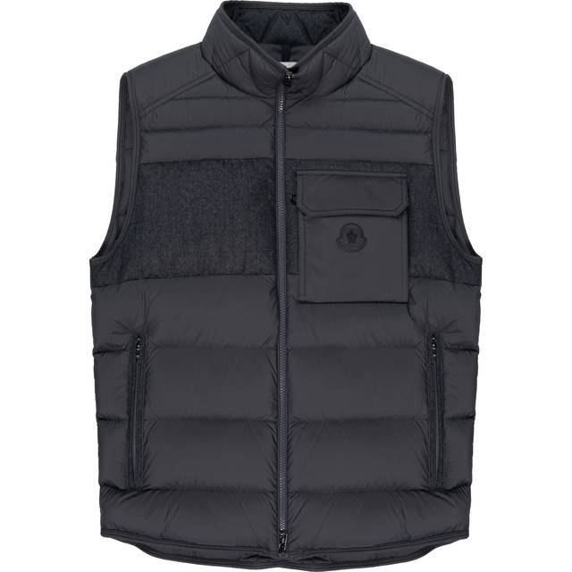 Moncler Estagnour Wool Flannel Trim Gilet Grey