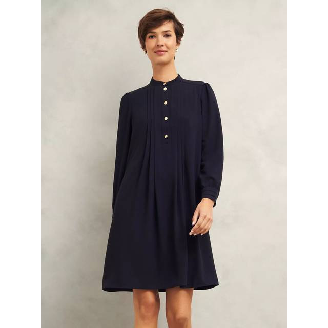 Hobbs Madeline Pleats Dress, Navy