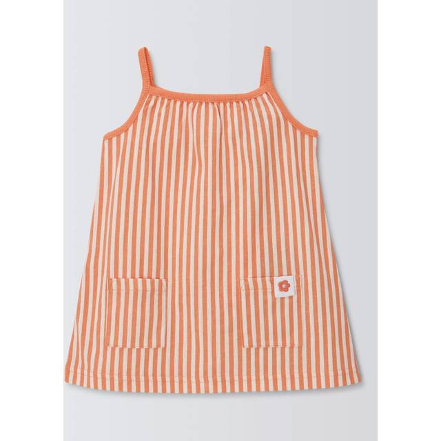 John Lewis ANYDAY Baby Strappy Dress, Coral Stripe
