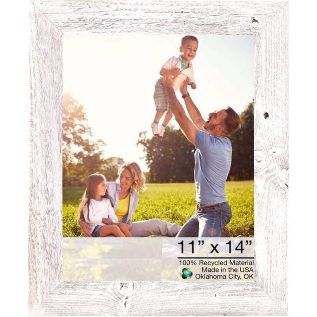 11X14 Rustic White Washed Picture Frame With Plexiglass Holder