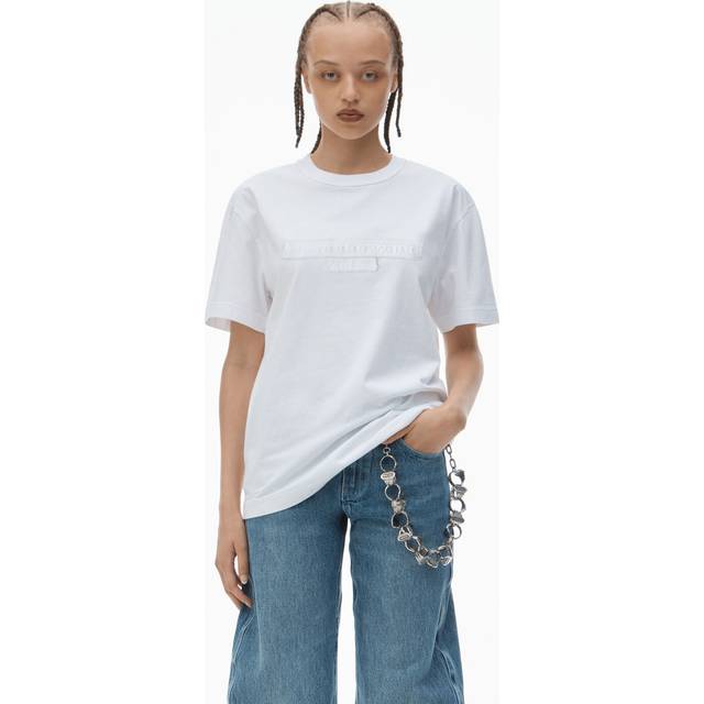 Alexander Wang White Distressed Logo T-shirt - WHITE - S