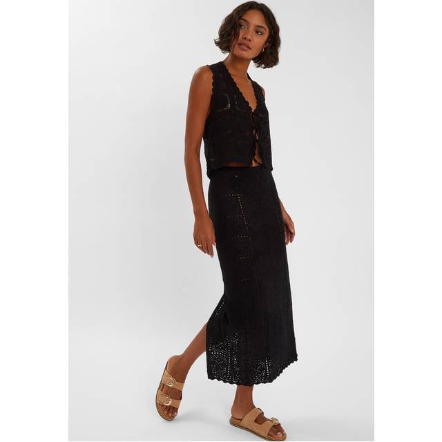 Accessorize Crochet Maxi Beach Skirt, Black
