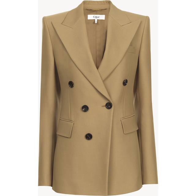 CHLOÉ Tailored jacket in wool grain de poudre Brown Size 8 100% Virgin Wool, Horn Bubalus Bubalis, Farmed, COO India