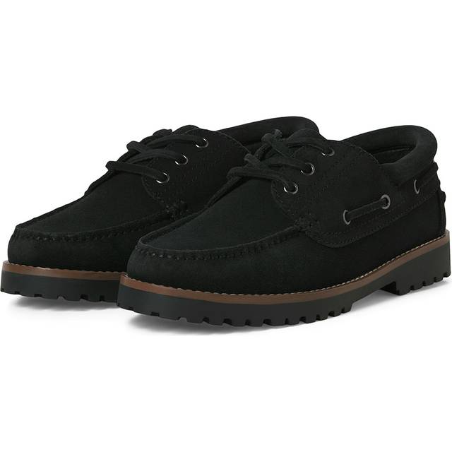Jack & Jones Brooklyn Suede Boat Shoes - Black, Black, Size 7, Men