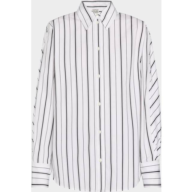 Toteme Striped cotton poplin shirt - white (UK 14)