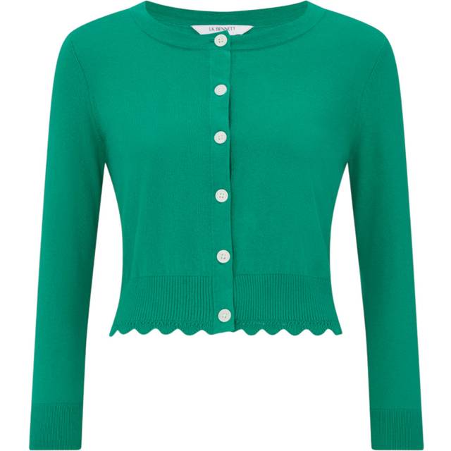 L.K.Bennett Vanessa Scallop Edge Cardigan, Bright Green