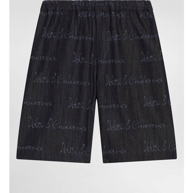 Dolce & Gabbana Boys Dark Blue Cotton Shorts With Logos - 5 year
