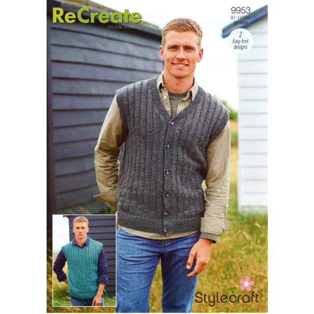 Stylecraft recreate double knit pattern 9953 2 easy knit designs 97 - 113 cm