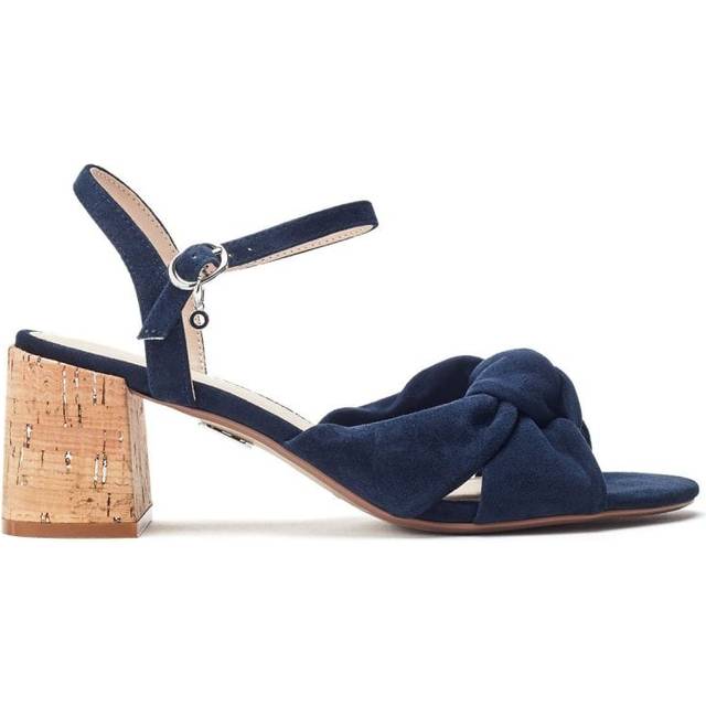 Moda in Pelle Mokara Suede Twist Knot Block Heel Sandals, Navy