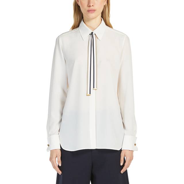 Apollo Neck-Tie Button Down Silk Blouse - SILK - 8