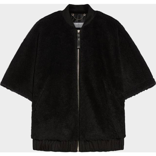Briose Wool Blend Wrap Poncho - BLACK - Medium / Large