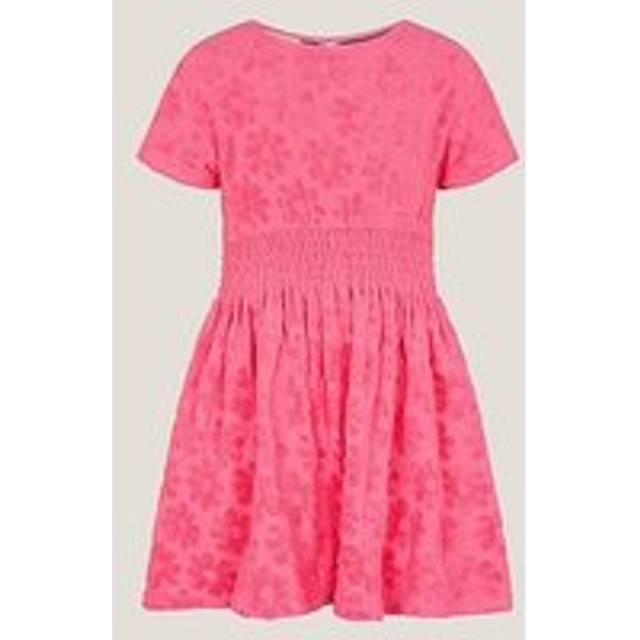 Monsoon Kids' Floral Print Terry Dress, Pink