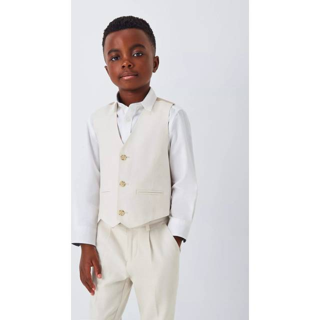 John Lewis Heirloom Collection Kids' Tailored Waistcoat With Linen, Cream