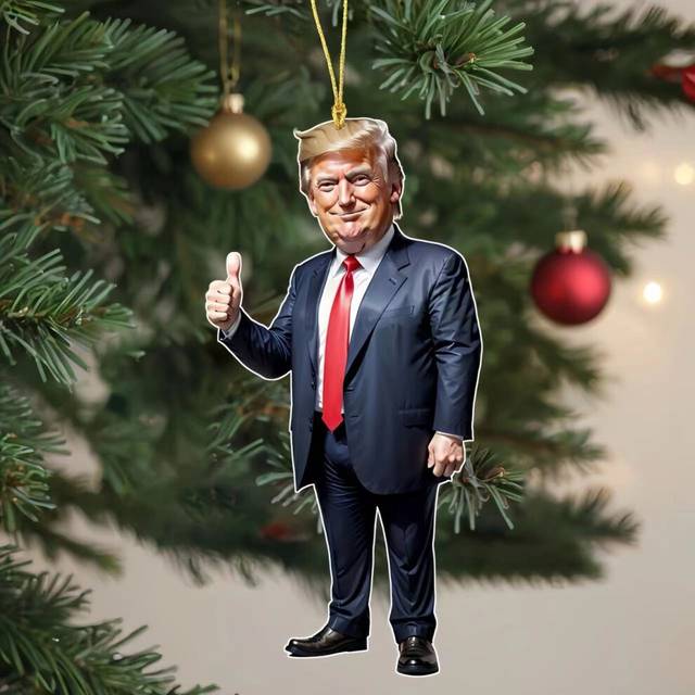 (7) 1pc Trump-Inspired Acrylic Christmas Decor Hanging Ornament for Car and Tree Perfect Holiday Gift Funny Cartoon Pendant